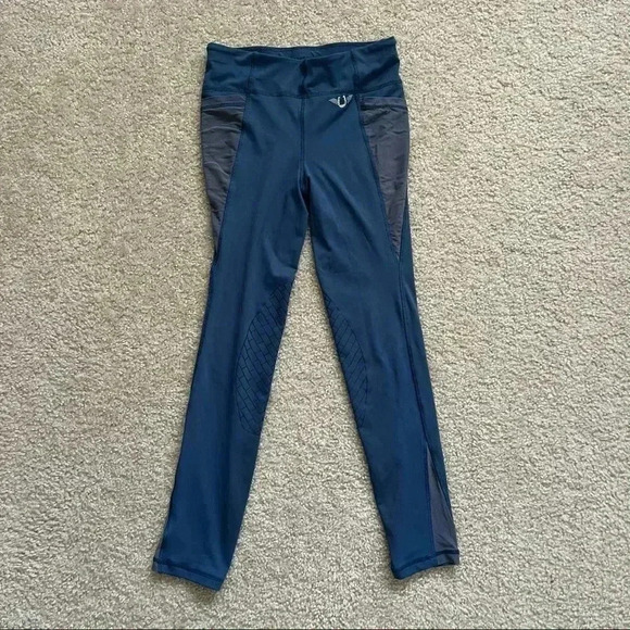 Tuff Rider Minerva Equicool Tights Kids Size XL Blue Leggings 100974-533-1375 - Picture 2 of 15